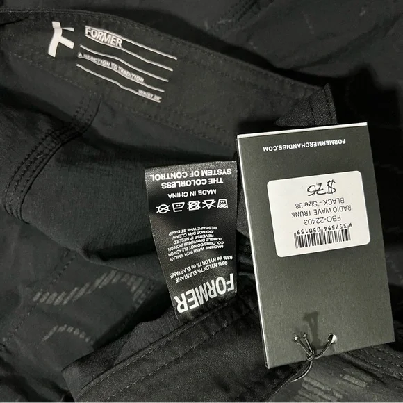 NWT Former Merchandise Men Radio Wave Swim Trunk Shorts Black Size 38 - Picture 10 of 11